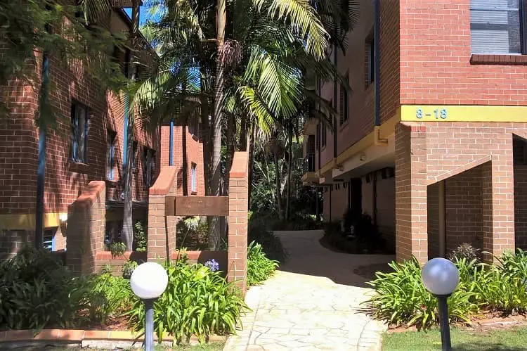 Red-brick, low-rise apartments in Australia.