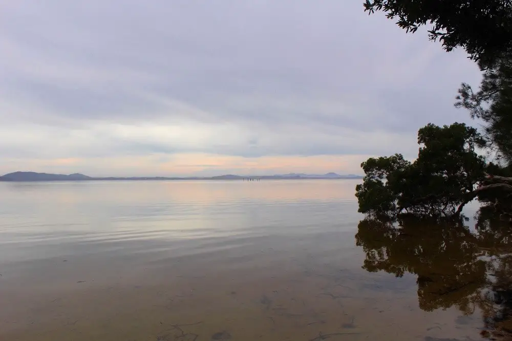 Wallis Lake at sunset.