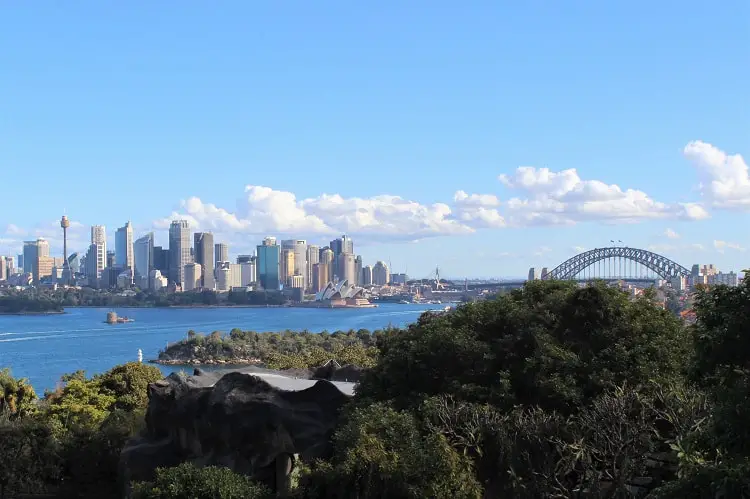 Sydney CBD and Harbour Bridge viewed from across the water at Taronga Zoo.
