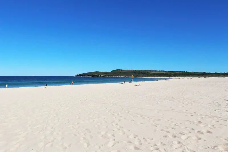 Huge, virtually empty Maroubra Beach in Sydney.