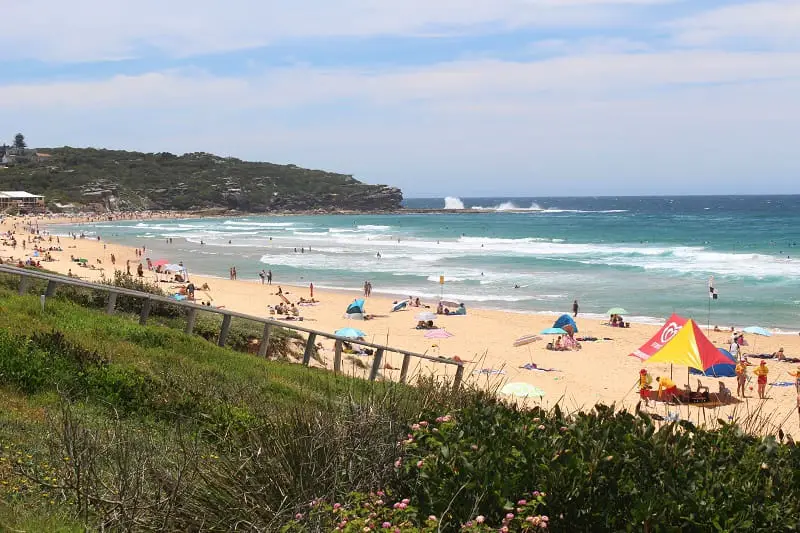 A busy, sunny day at Curl Curl Beach in Sydney.