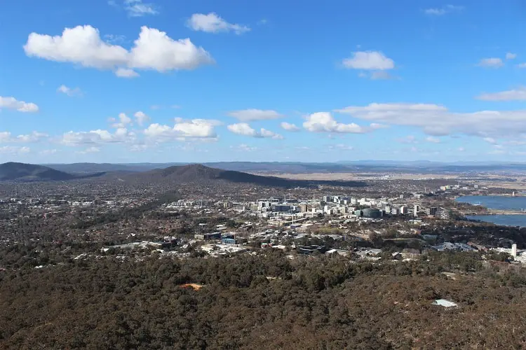 Looking down on Canberra from Black Mountain.