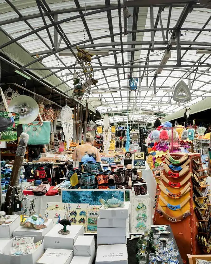 Boomerangs and other souvenirs at Kuranda Heritage Markets in Queensland.