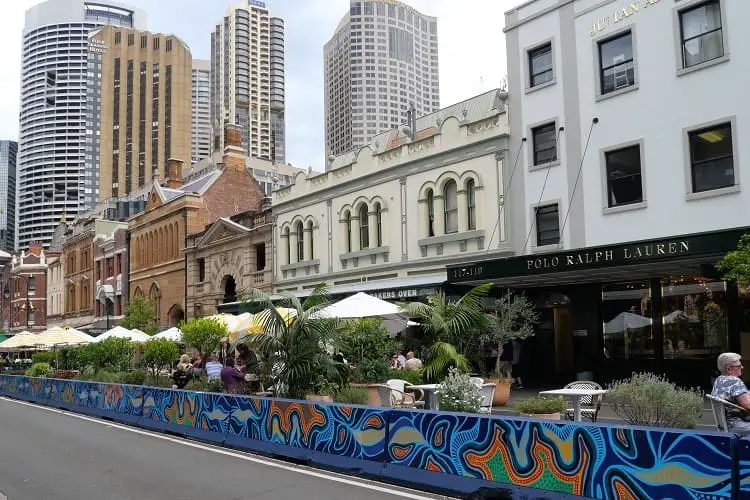 Cafes and outdoor dining at The Rocks.