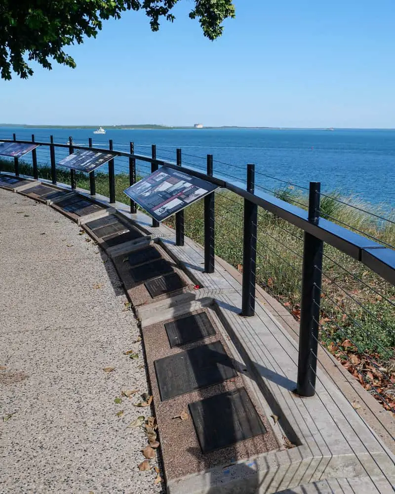 Historical information at the Esplanade in Darwin city.