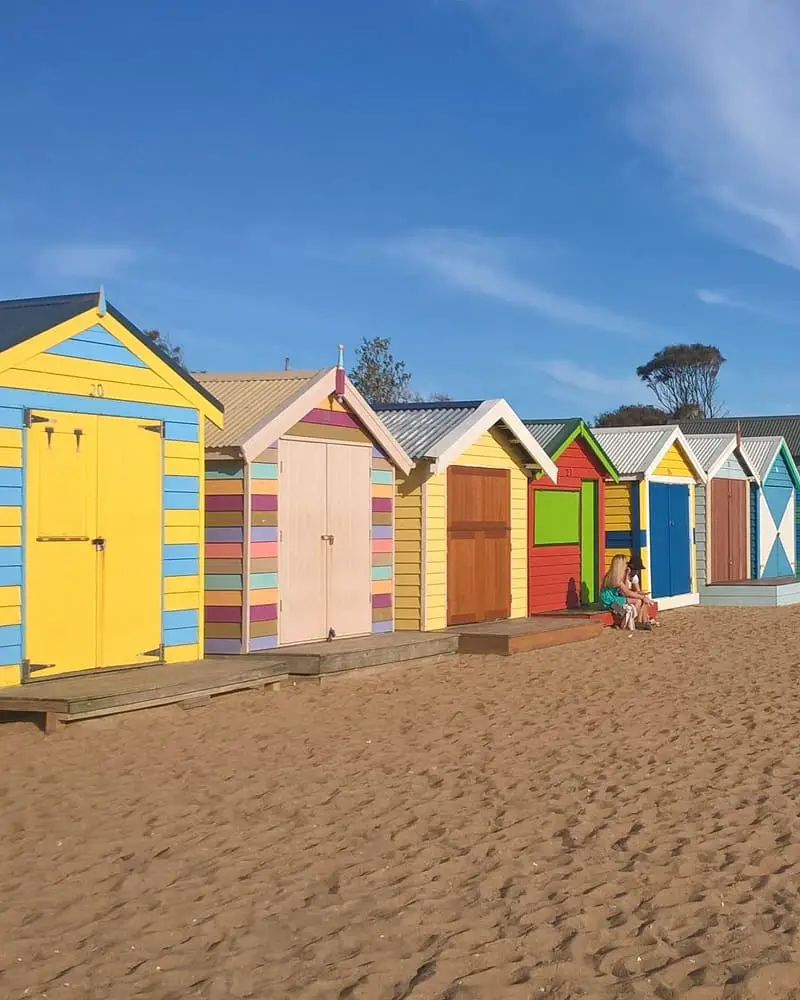 Painted huts at Brighton Beach in Melbourne, Australia.