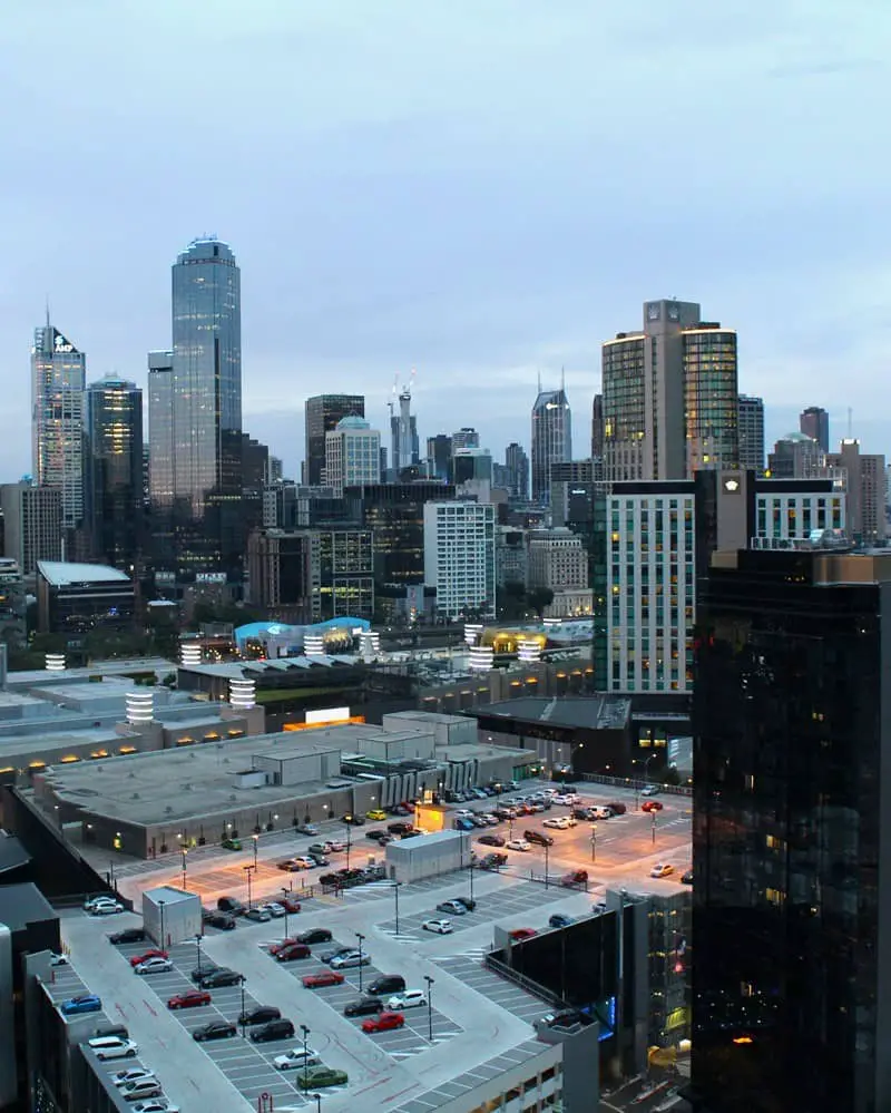 Melbourne city at night.