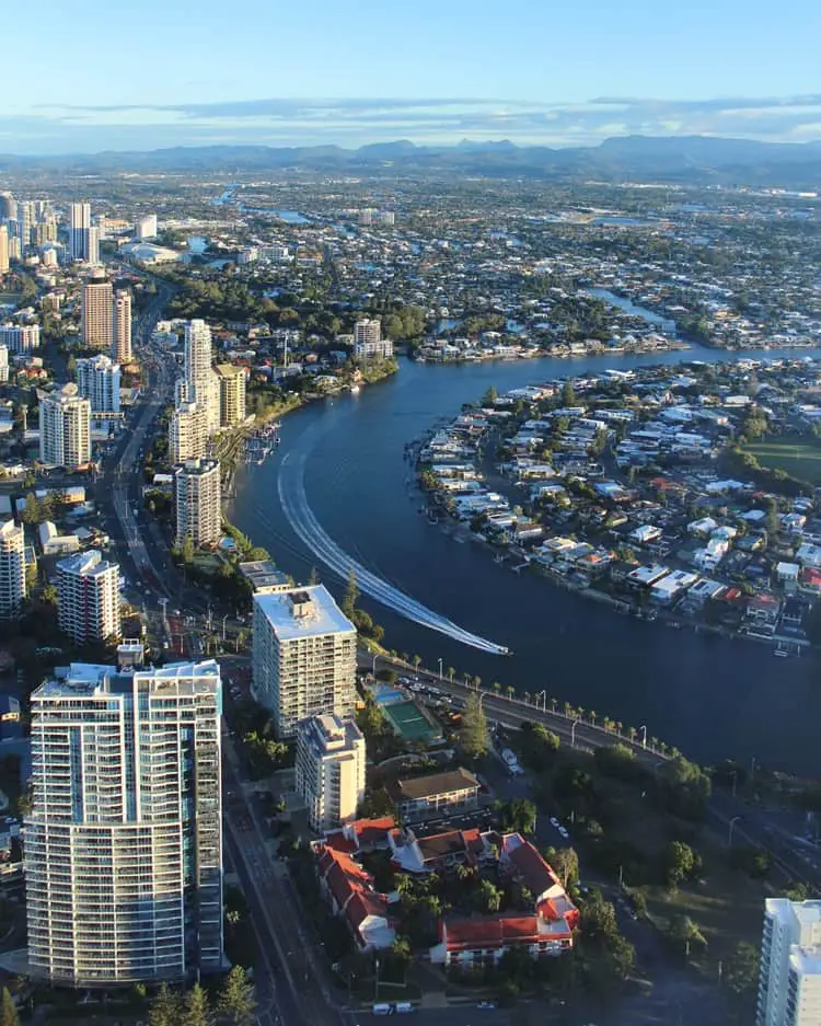 Looking down on the Gold Coast from Surfers Paradise.