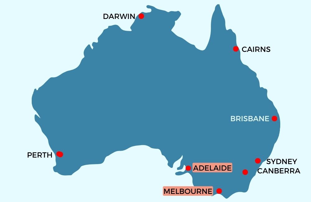 Melbourne Adelaide map.
