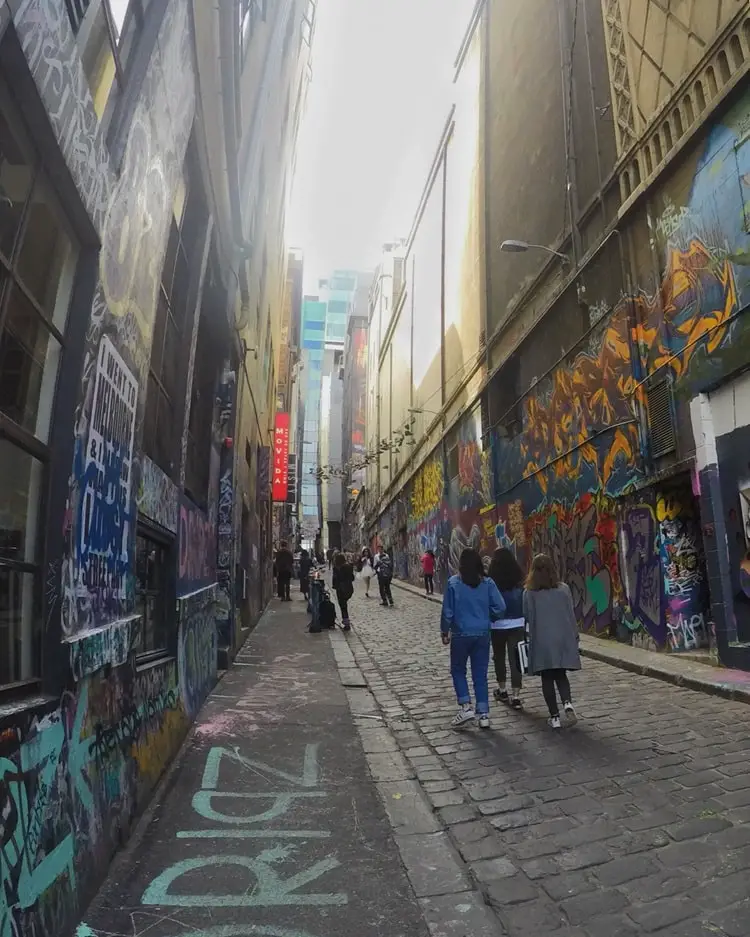 Street art down a Melbourne laneway.
